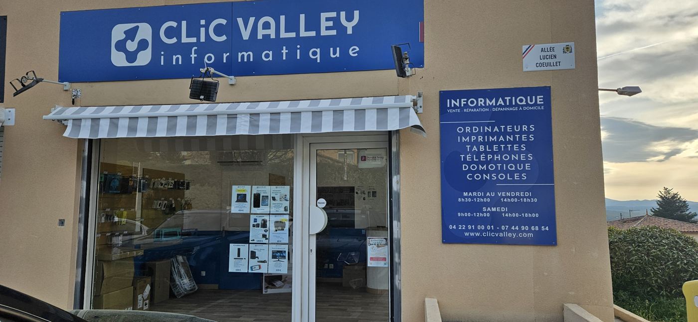 Façade du magasin CLIC VALLEY informatique